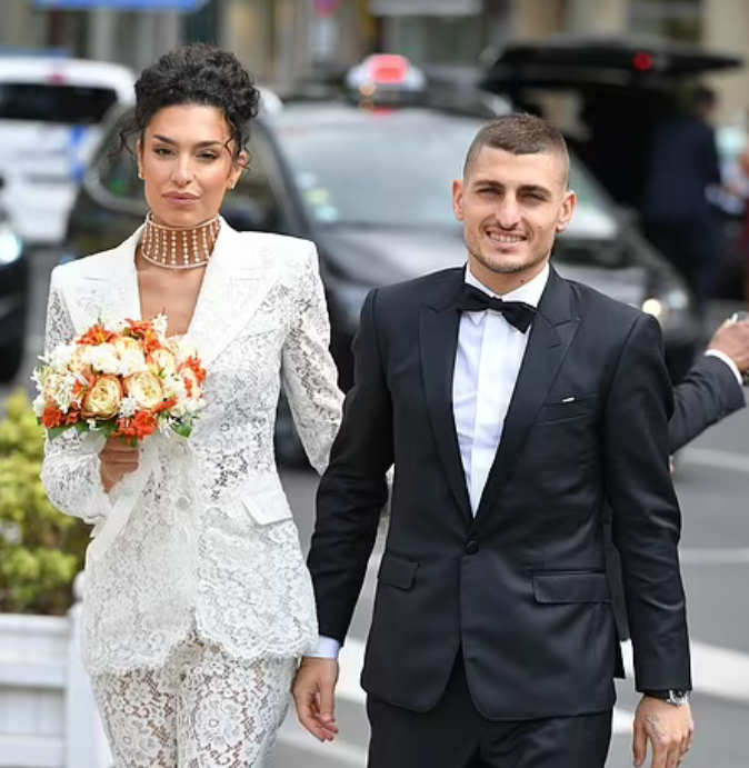 Verratti and Jessica Aidi during the wedding ceremony.