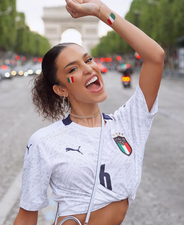 Though Jessica Aidi is French, she was always there to support Marco Verratti during Euro 2020.