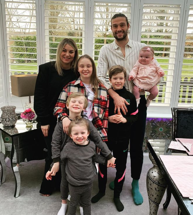 Andy Carroll, his wife Billi Mucklow and his five children.