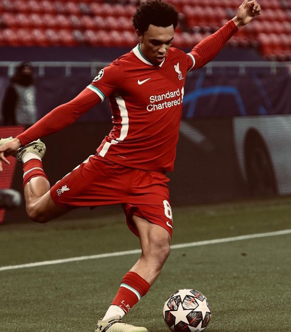 Trent Alexander-Arnold is in action for Liverpool.