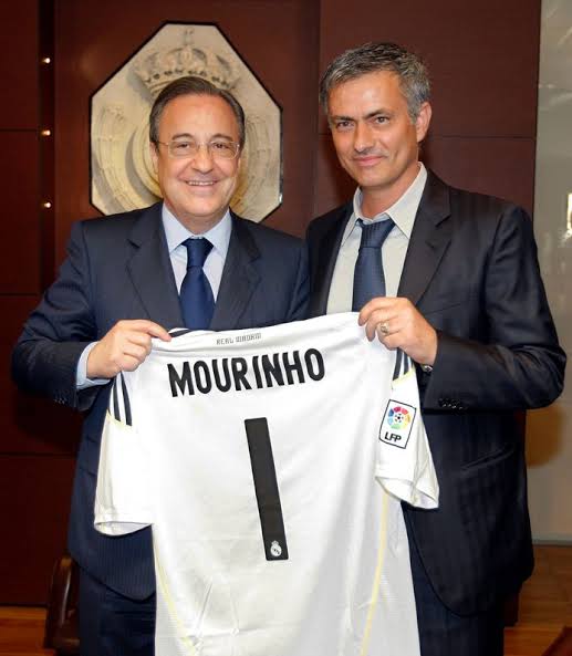 Florentino Perez and coach Jose Mourinho.