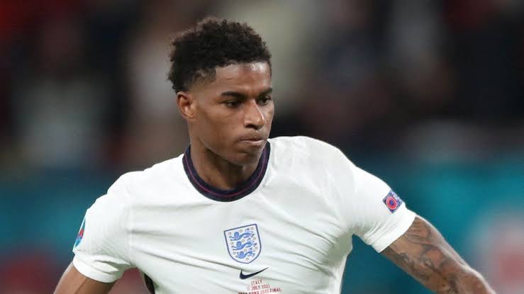 Marcus Rashford in action for England in Euro 2020.