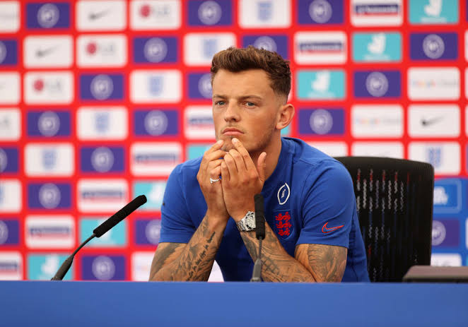 Ben White during a press conference at Euro 2020.