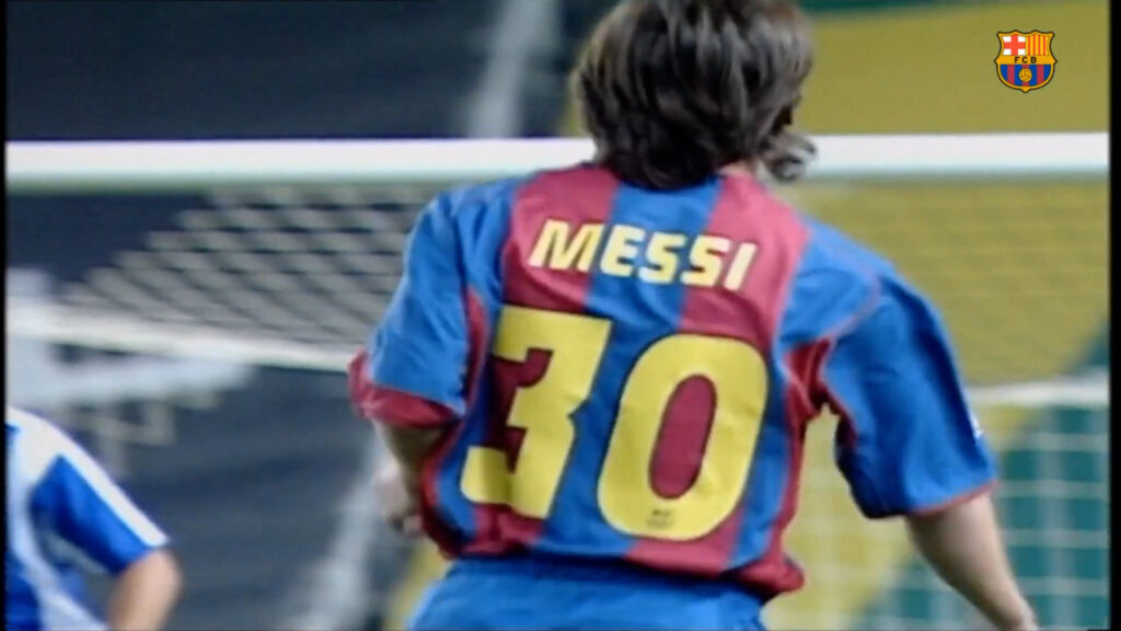 Lionel Messi wearing a shirt number 30 at FC Barcelona.
