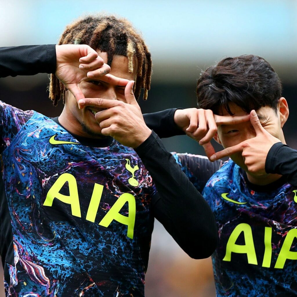 Dele Alli and Son Heung-min celebrates after scoring against Wolves via a spot-kick.