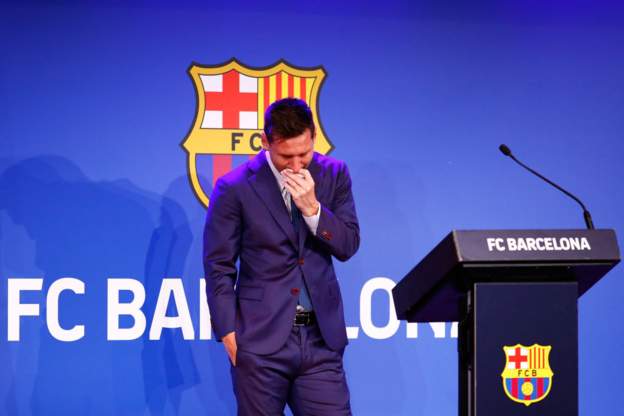 Lionel received a standing ovation after he completed his departure speech at FC Barcelona earlier today, August 8, 2021.