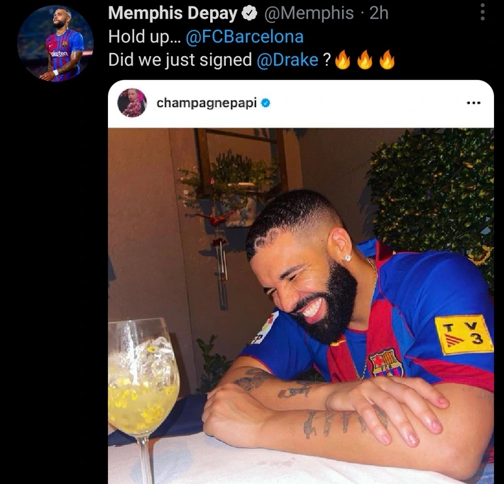 Drake is not just a Canadian rapper, he is a big fan of FC Barcelona