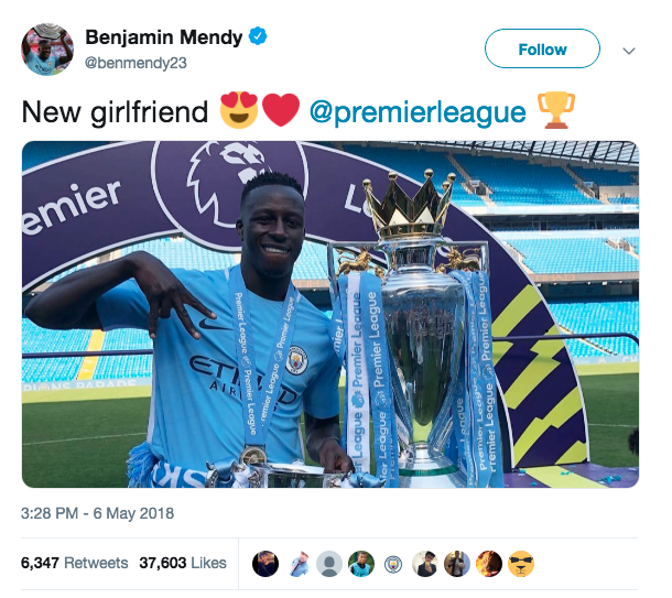 Benjamin Mendy of Man City does not have a wife but seems to have a girlfriend