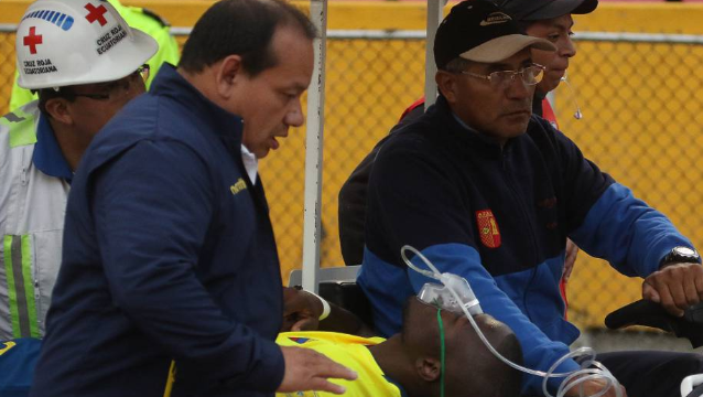 Enner Valencia given Oxygen mask were he was driven away from the stadium in 2016.