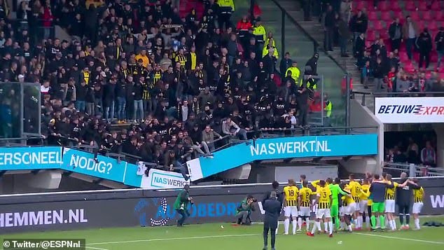 Vitesse beat NEC 1-0 and Vitesse fans collapsed a stand at NEC stadium with their celebration