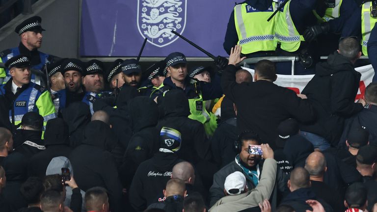 Hungary fans clashed with police at Wembley as England drew 1-1