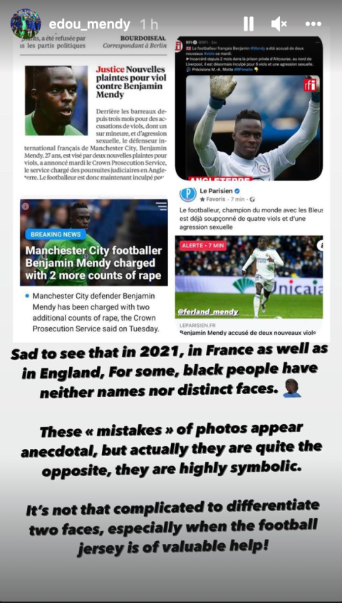 Chelsea's goalkeeper Edouard Mendy is not happy with media platforms that used his pictures for stories concerning Benjamin Mendy