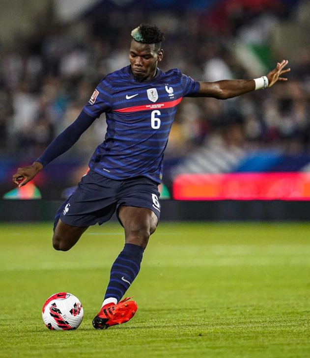 Paul Pogba playing for France's national team. 