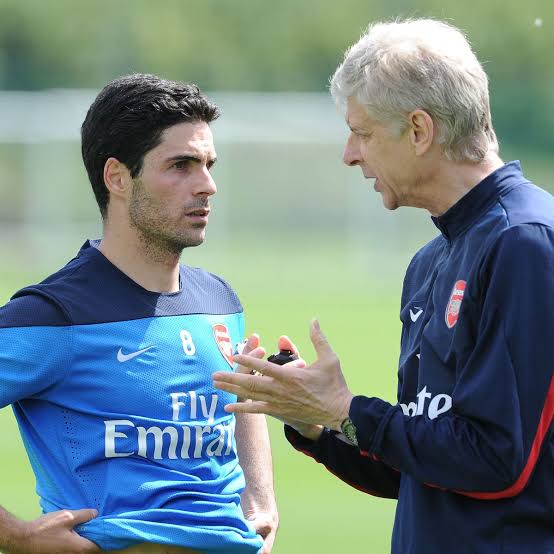 Mikel Arteta and Arsene Wenger during their time together at Arsenal. 