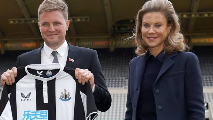 Newcastle United new coach Eddie Howe and the club's director Amanda Staveley.