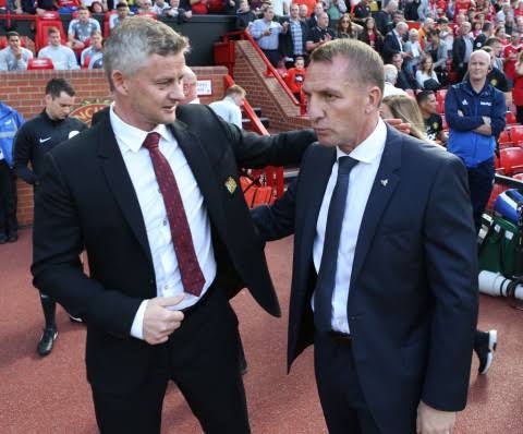 Brendan Rodgers of Leicester fights for Solskjaer over Man United job