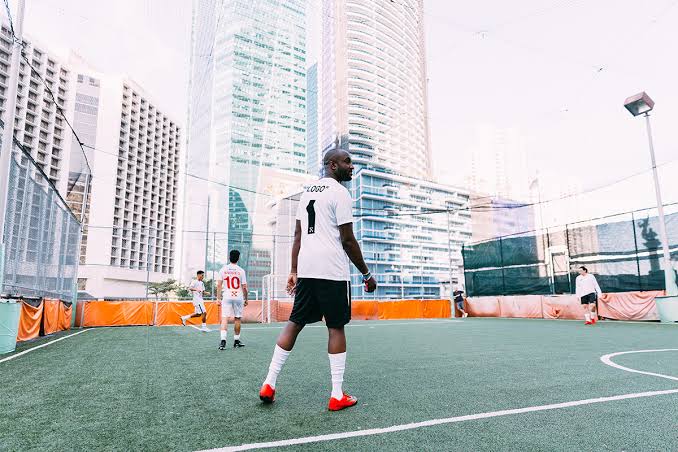 Virgil Abloh at an exhibition soccer game. 