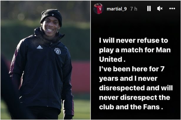 Anthony Martial Dismisses Ralf Rangnick's Accusation That He Refused To Play For Manchester United