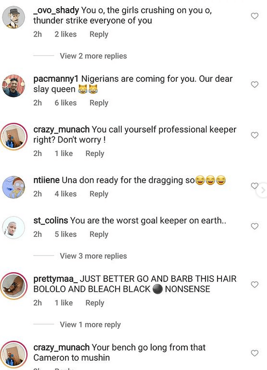 Angry Nigerians flock to Maduka Okoye's Instagram page after the Super Eagles were eliminated from the AFCON 2021 tournament