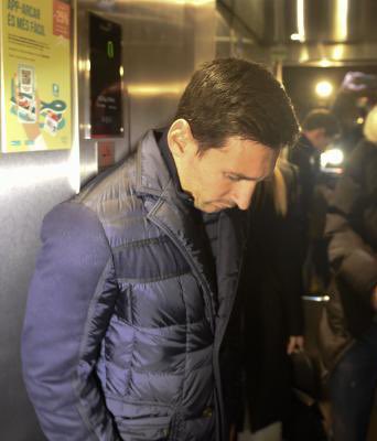 Lionel Messi pictured at a Japanese restaurant in Barcelona on Monday night. 