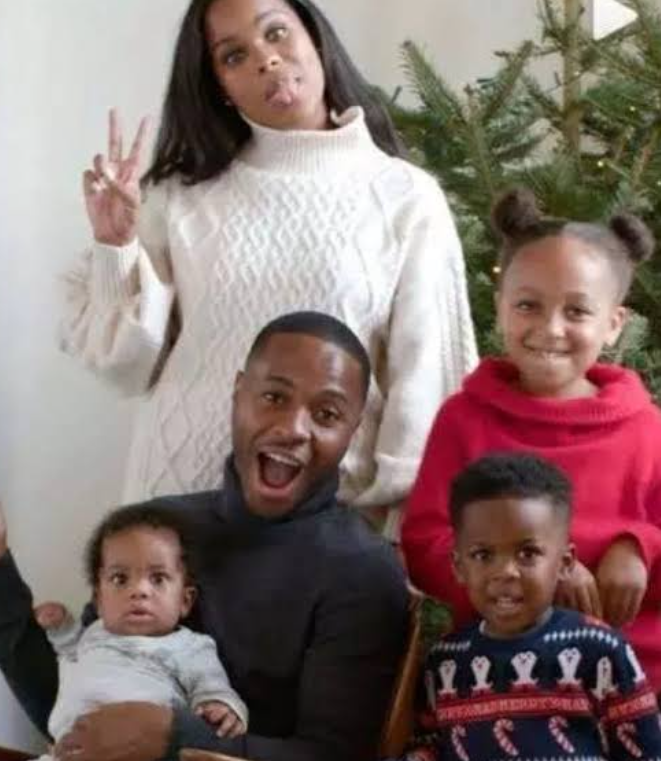Raheem Sterling and his family on a HMO advert in 2021. 