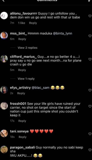 Maduka Okoye and Alex Iwobi of the Super Eagles of Nigeria suffered attacks from Nigerians until they disabled their Instagram comment section