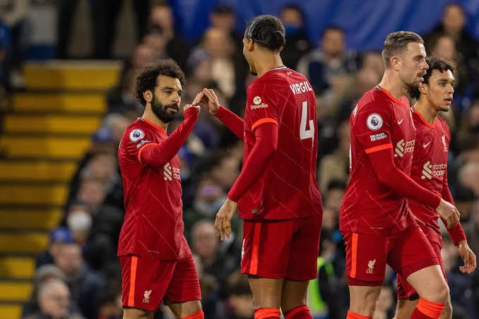 Virgil van Dijk exchanging pleasantries with Mohamed Salah after 2-2 draw with Chelsea on Sunday. 