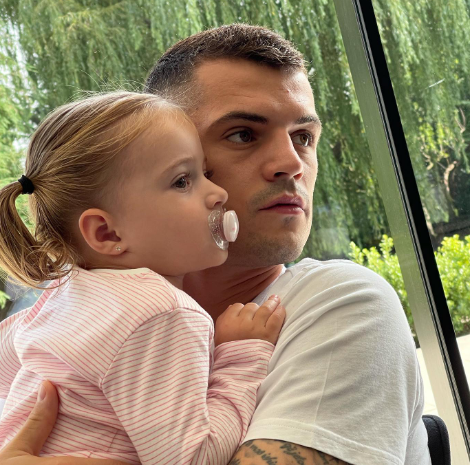 Granit Xhaka having a moment together with her first daughter Ayana.