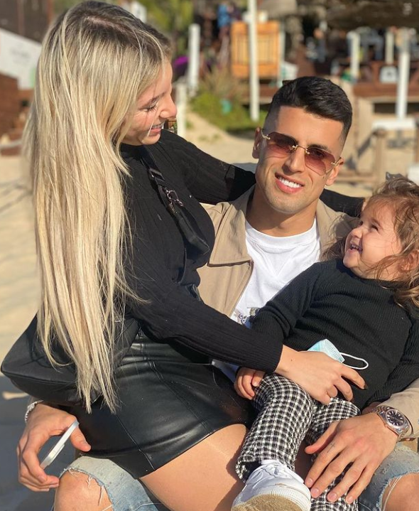 Joao Cancelo, his girlfriend Daniela Machado, and his daughter Alicia. 