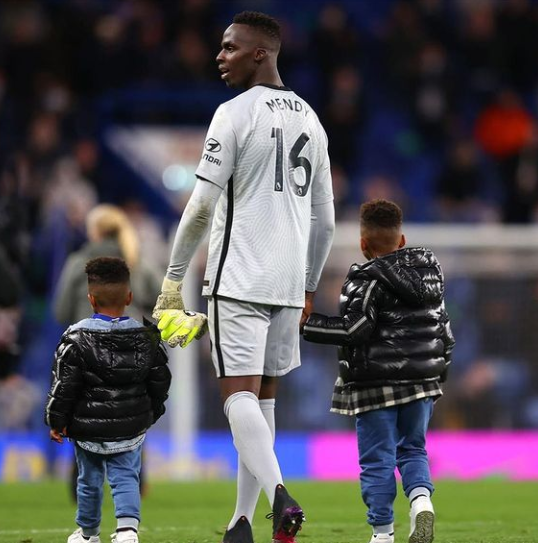 Edouard Mendy and his two sons. 
