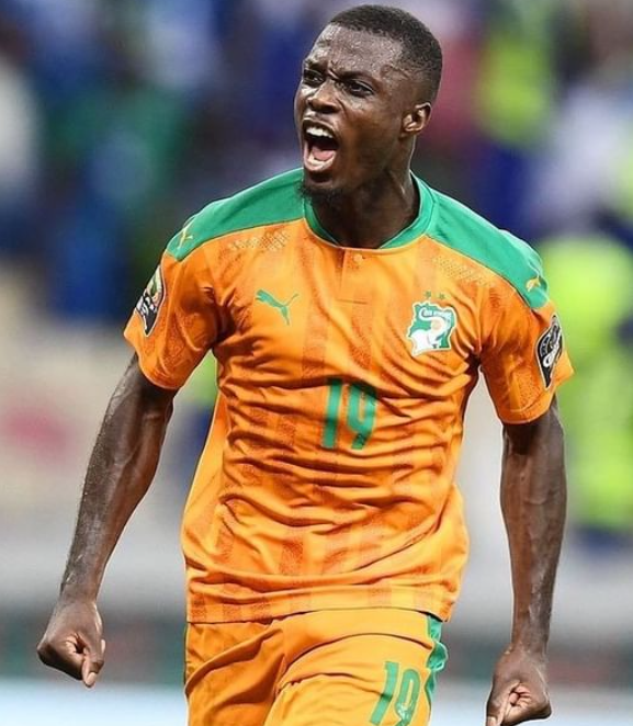 Nicolas Pepe celebrates a goal he scored for his country Ivory Coast during the last AFCON in Cameroon. 