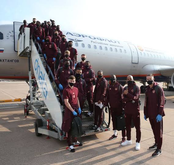 File photo of Manchester United squad posing with an Aeroflot's plane. 