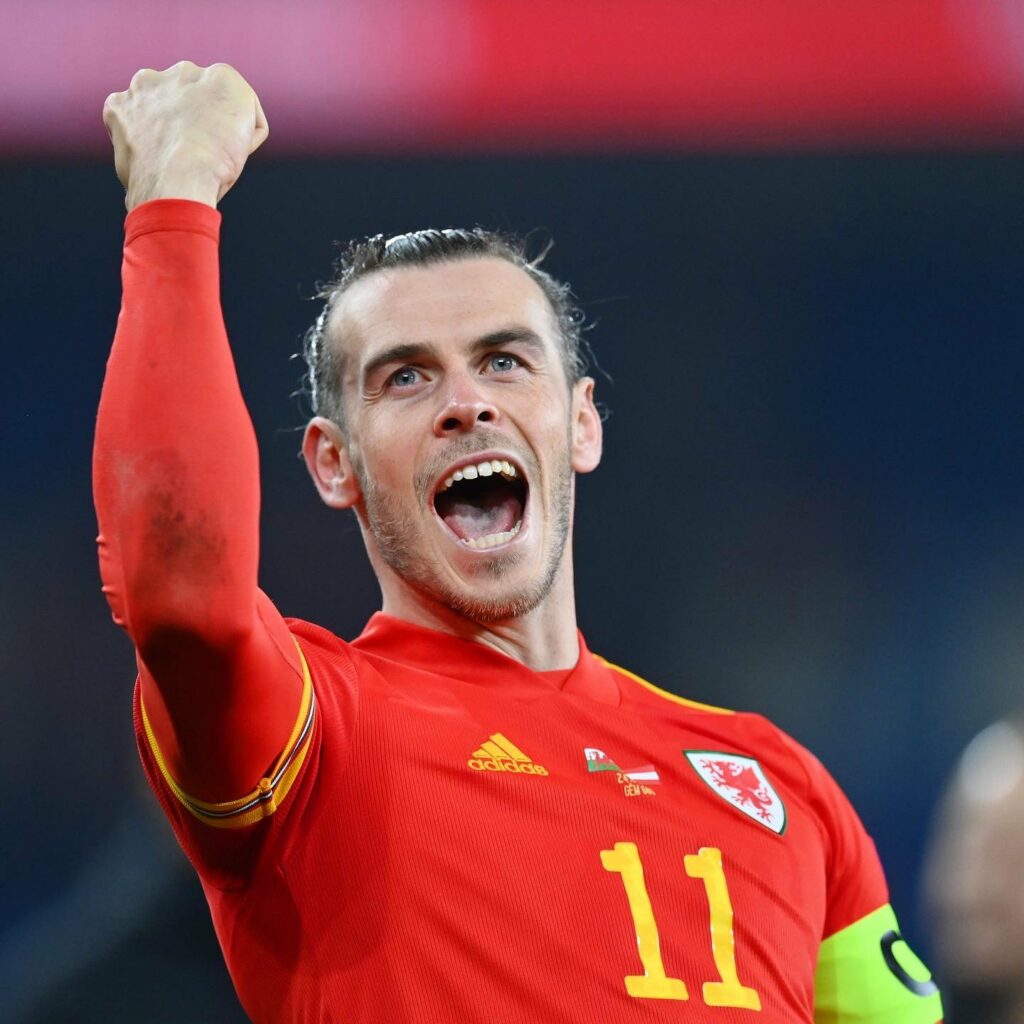 Gareth Bale celebrates Wales win over Austria. 