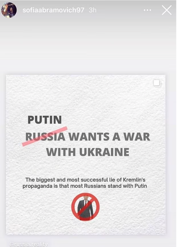 Sofia Abramovich is against Putin