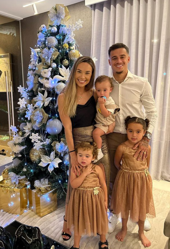 Philippe Coutinho, his wife, Aina, and their children  Jose Coutinho, Esmeralda Coutinho, Maria Coutinho.