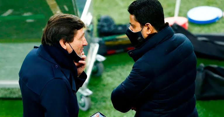 PSG President Nasser Al-Khelaifi screaming at referee in the dressing room after defeat to Real Madrid