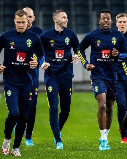 Anthony Elanga training with Sweden national team. 