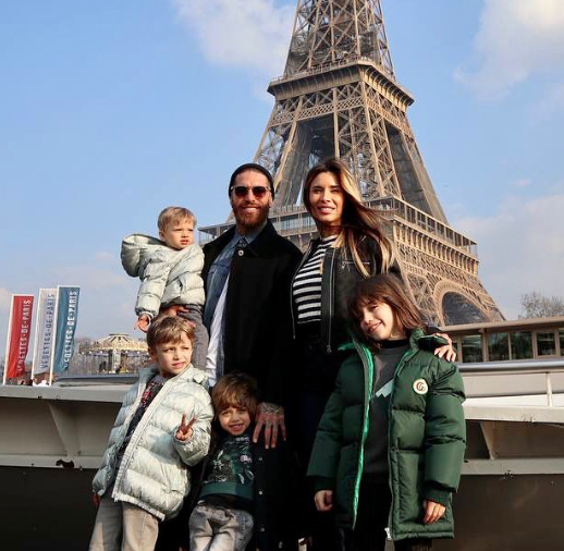 Sergio Ramos, his wife, Pilar, and their four children, Alejandro, Marco, Sergio, and Máximo
