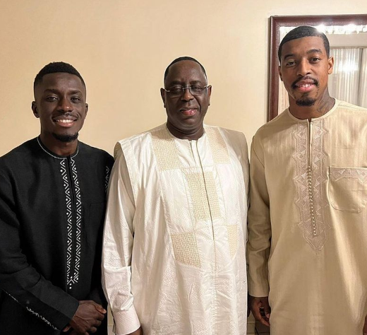 Presnel Kimpembe and Idrissa Gueye of PSG meet with Senegal President Macky Sall