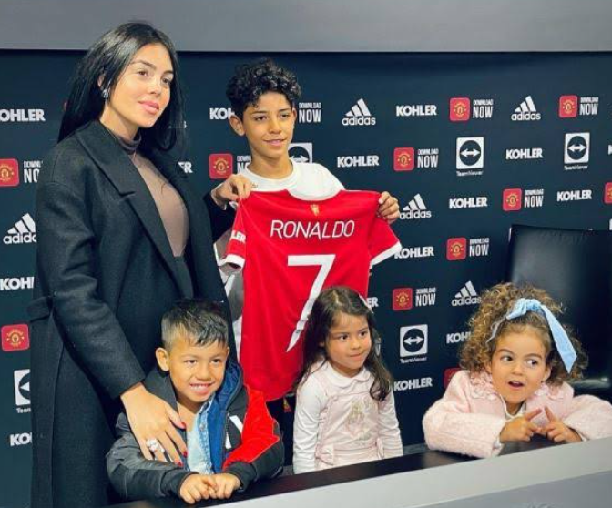 Cristiano Jr during his unveiling as Manchester United academy player. 