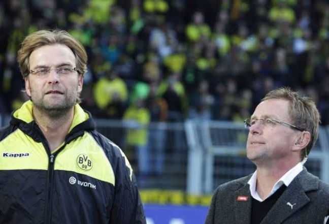 Ralf Rangnick and Klopp during their days in the German Bundesliga. 