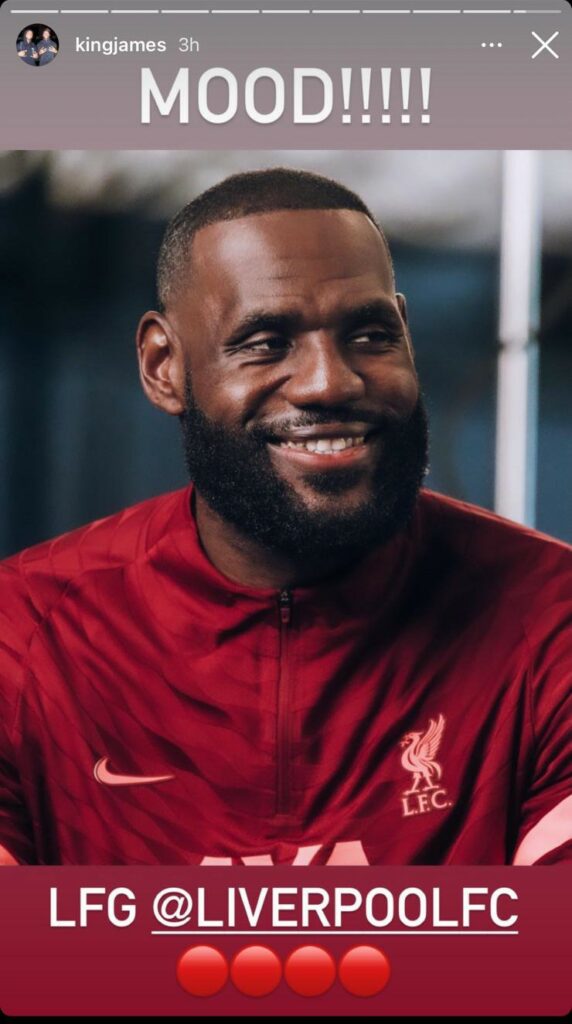 LeBron James had a bad 2021-2022 basketball season with LA Lakers but is very excited that Liverpool FC qualified for Champions League final