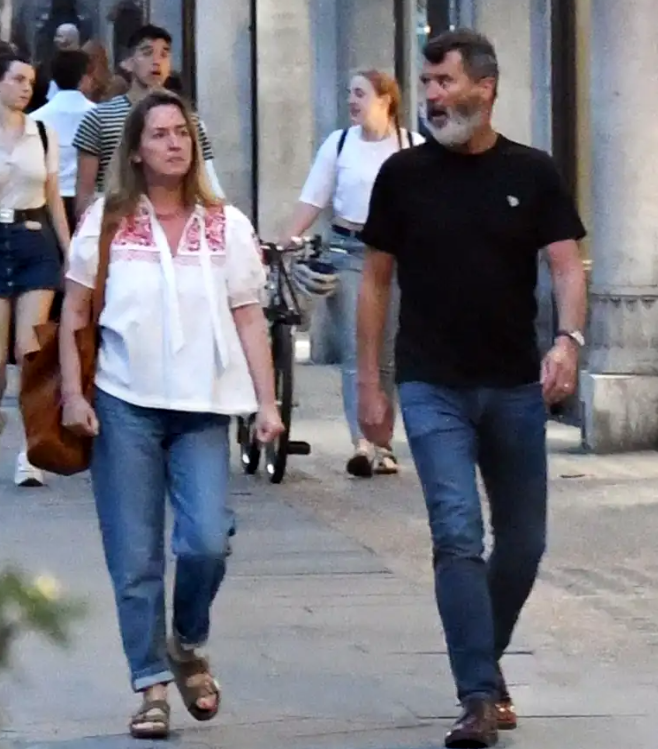 Theresa Doyle taking a stroll with Roy Keane. 