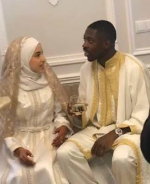 Ousmane Dembele and Rima Edbouche during their wedding in 2021.