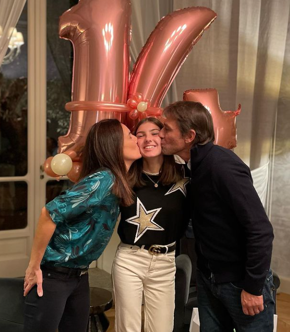 Elisabetta Muscarello and Conte celebrating the 14th birthday of their daughter Vittoria.