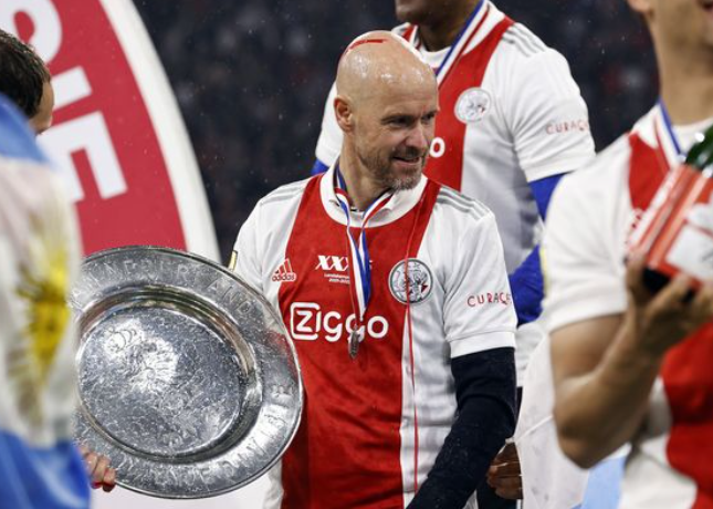 Erik Ten Hag celebrating Eredivisie title win. 