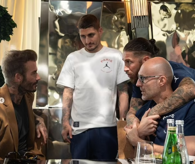 David Beckham and PSG catch up in Qatar, Kylian Mbappe, Lionel Messi, Neymar, and Sergio Ramos were excited to meet him