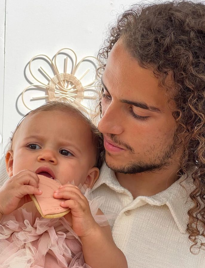 Matteo Guendouzi and his wife Mae Rfsk celebrate the birthday of their daughter Mayleen
