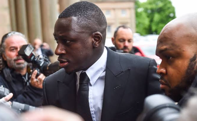 A picture of Benjamin Mendy arriving at a court in Manchester on Monday, May 23, 2022.