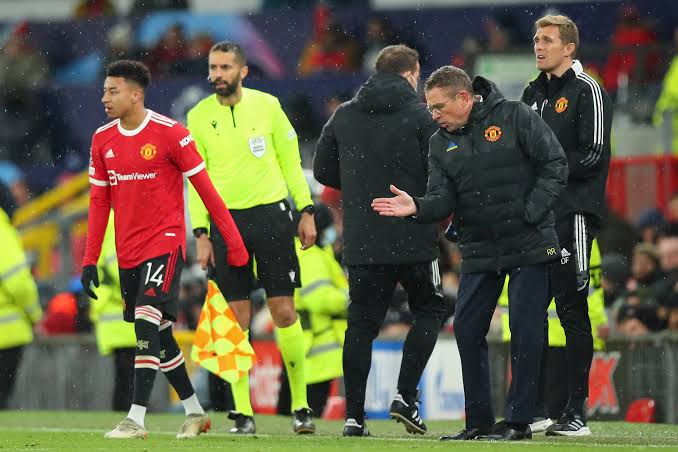 Jesse Lingard is unhappy with Ralf Rangnick after he left him on the bench as Manchester United cruise past Brentford